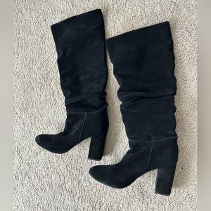 Steve Madden Faola Pull On Black Slouchy Knee Boots Suede Women’s 8.5